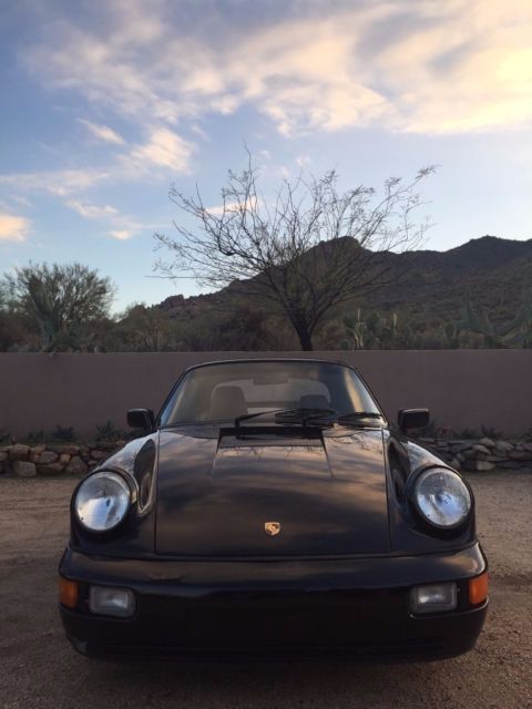 1990 porsche 911 model 964 c2 manual, cabrio, black/tan