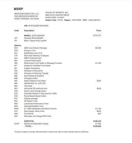 2022 mercedes-benz eqs 450+ eqs 450+