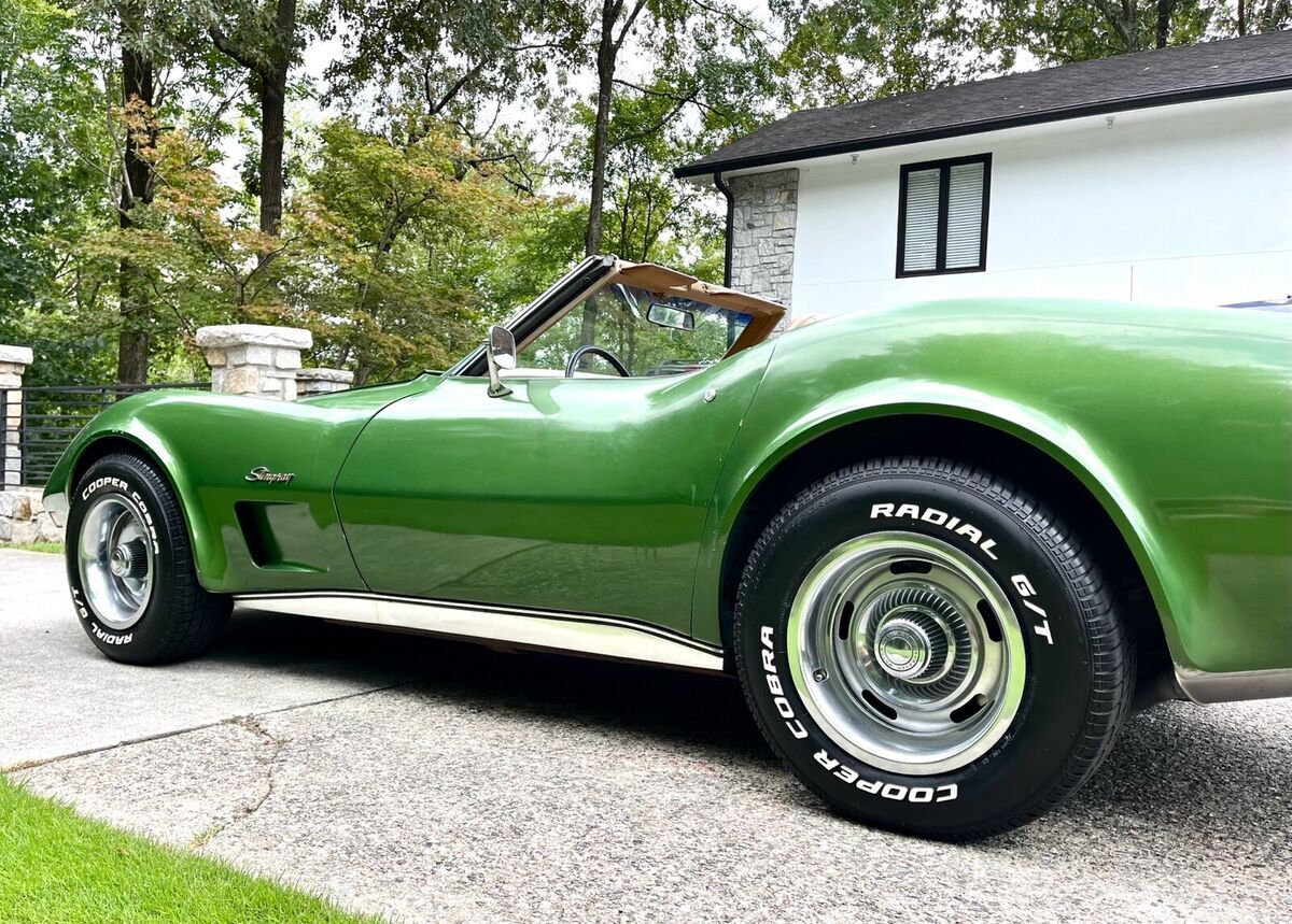 1973 chevrolet corvette convertible green rwd manual leather