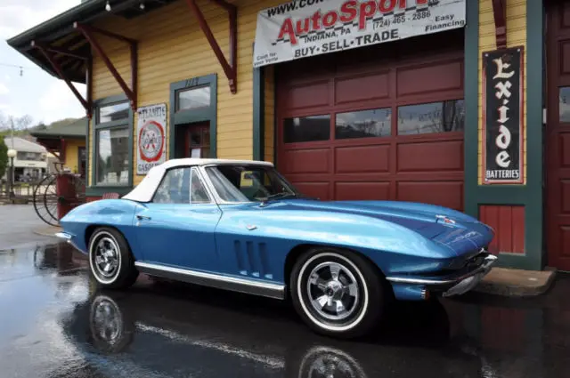 1966 chevrolet corvette nassau blue/blue-white #'s matching conv rare! 49028 mil