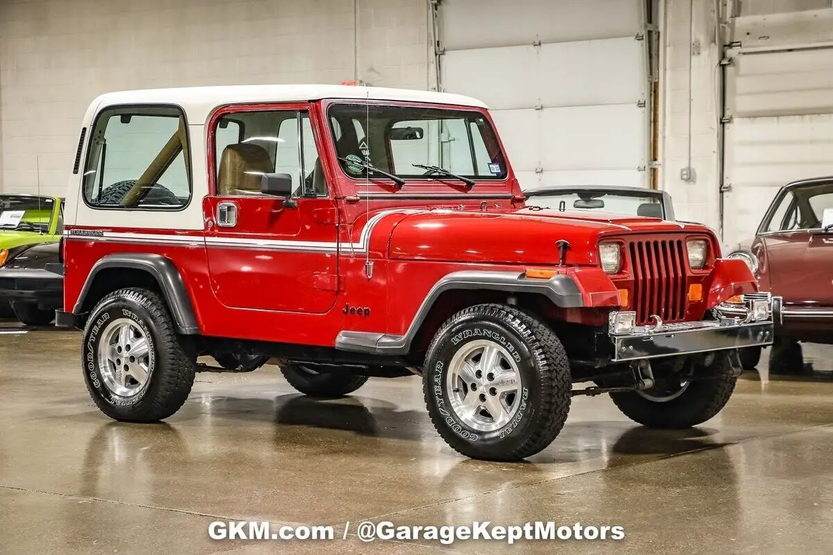 1987 jeep wrangler red jeep 4.2l i6 52665 miles