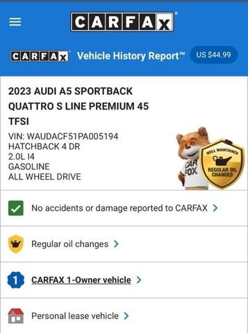 2023 audi a5 45 s line quattro premium