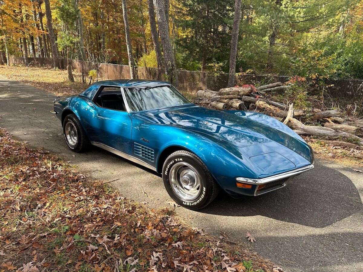 1972 chevrolet corvette c3 convertible blue rwd manual roadster