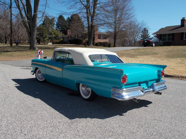 beautiful 1957 ford sunliner convertible; everything new!, 312, 4-speed, (video)