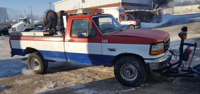 1993 ford 4 x 4 f-250 hd w/ snow plow 4x4 no reserve 93 4wd truck # 368 e il