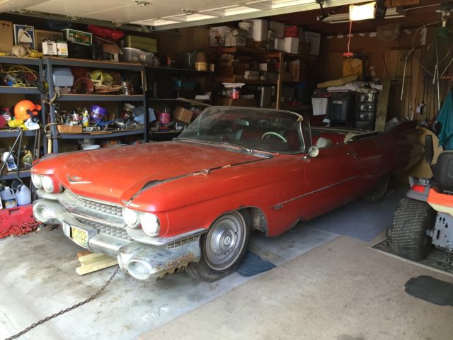 1959 cadillac convertible deville seminole red one owner stored 1971