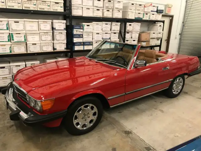 1986 mercedes-benz sl-class red, tan interior. matching hardtop