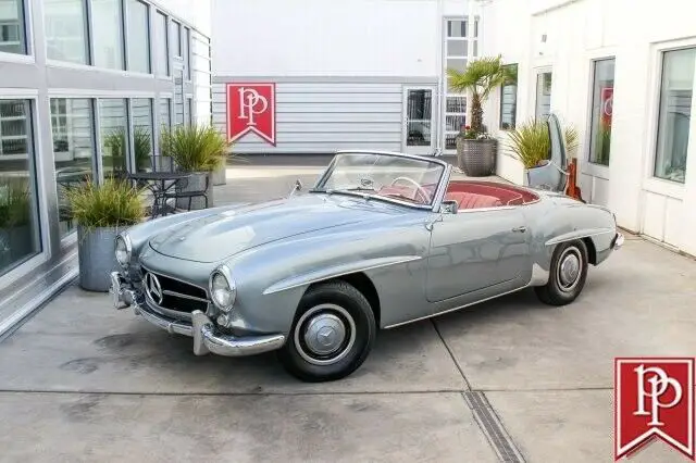 1958 mercedes-benz 190sl roadster, silver-grey on rose