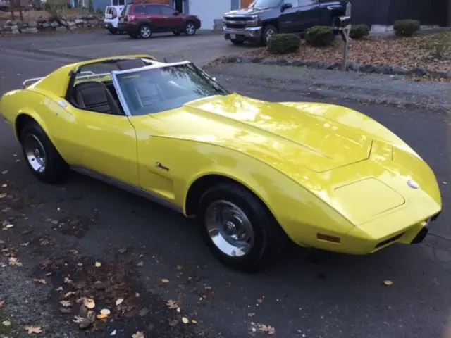 1976 corvette stingray t-tops bright yellow w/ dark brown interior l-48 l-82
