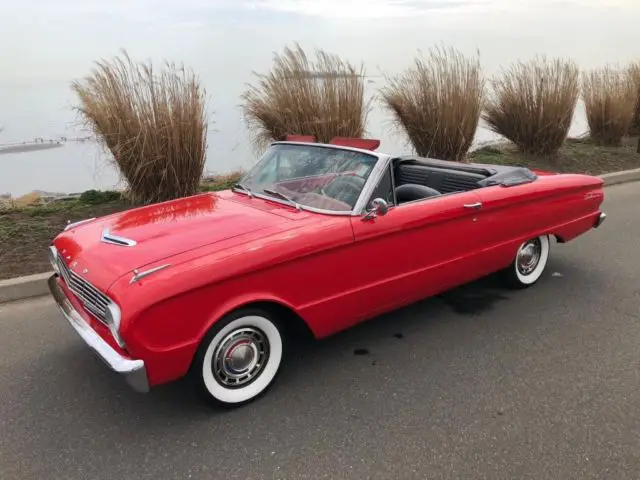 1963 ford falcon convertible red 6cyl auto restored cute driver!!!!