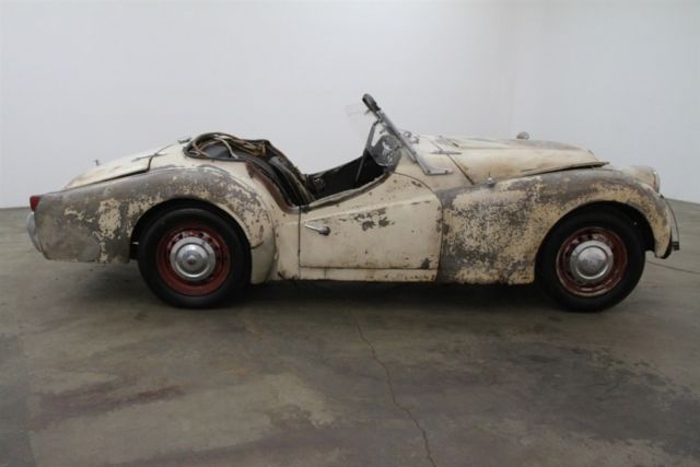 old english white soft top frame side curtains spare tire original to restore