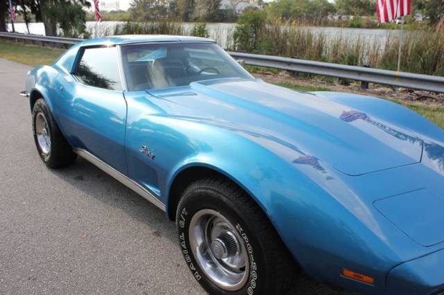 1973 chevrolet corvette t-top matching # engine 4 spd manual blue/blue low miles