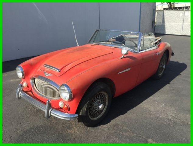 1967 austin healey 3000 mk3 bj-8. red/black 2 owner untouched original car