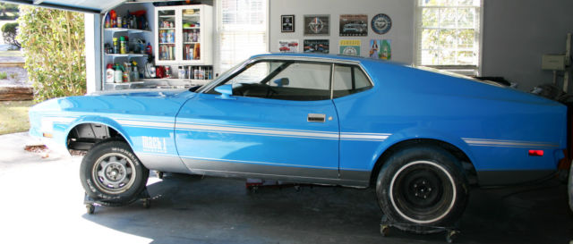 1972 mustang mach 1 grabber blue fastback, beautiful restoration almost complete