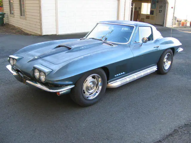 1967 corvette coupe 427/390 4 speed a/c black leather lynndale blue - unrestored