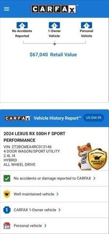 2024 lexus rx 500h f sport performance