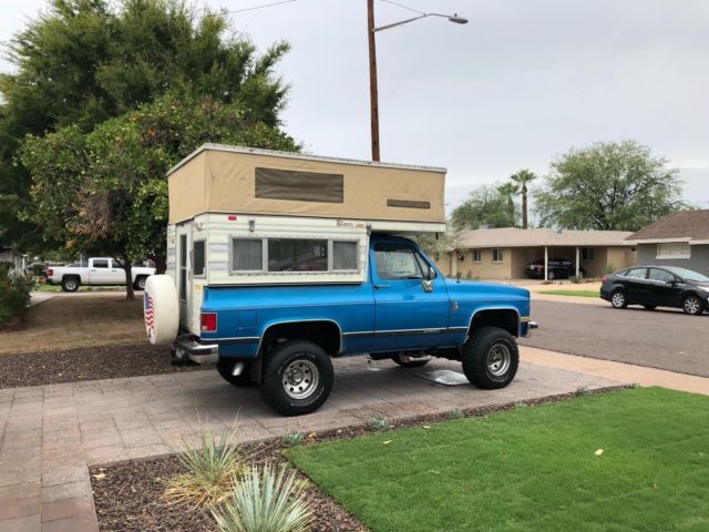 chevy blazer k5 4x4 with 12 valve cummins diesel and four wheel truck camper