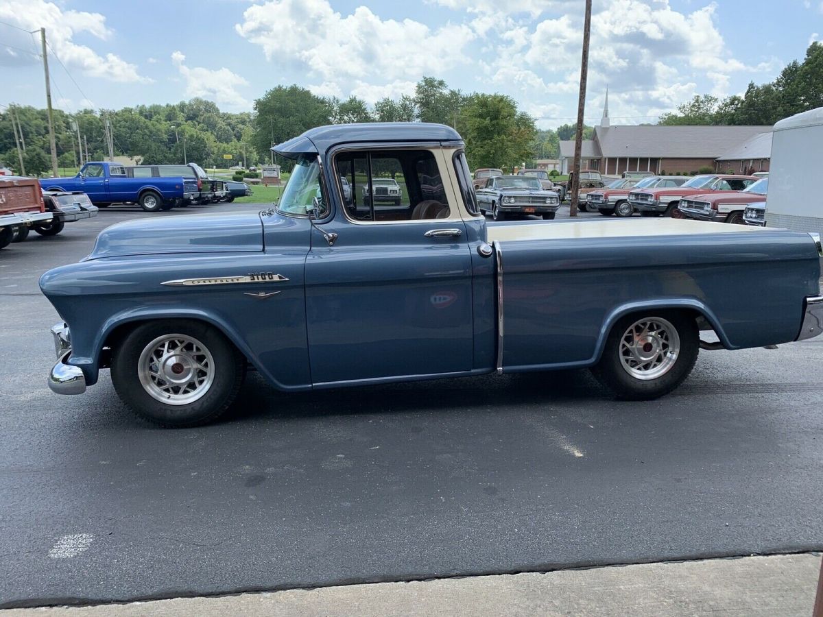 1955 chevrolet cameo carrier pickup blue rwd automatic