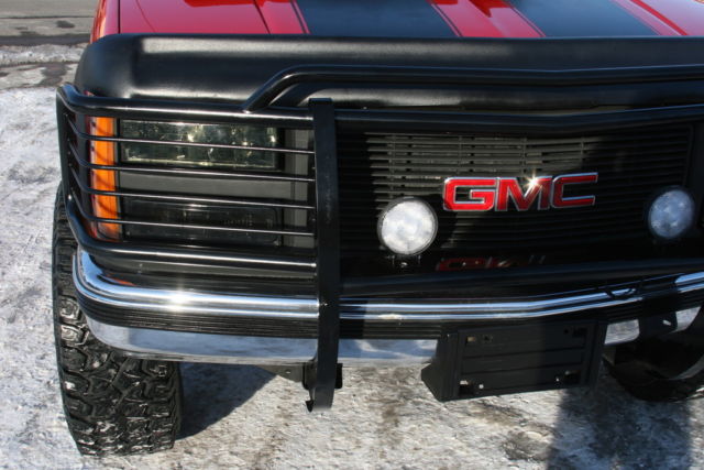 gmc sierra 1992 stepside ext cab z71 lifted-mickey thomson-150 pics-resto-hot