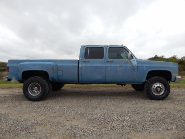 1986 chevrolet k30, crew cab, dually, big block 454, lifted, rust free!