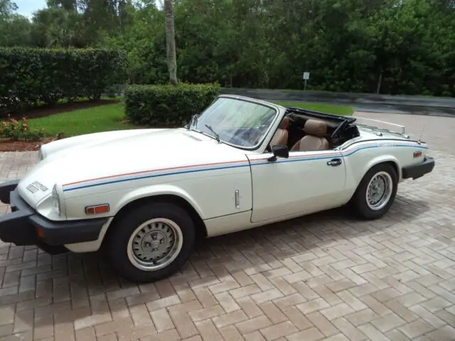 triumph spitfire 1980 23,000 original miles white with tan interior
