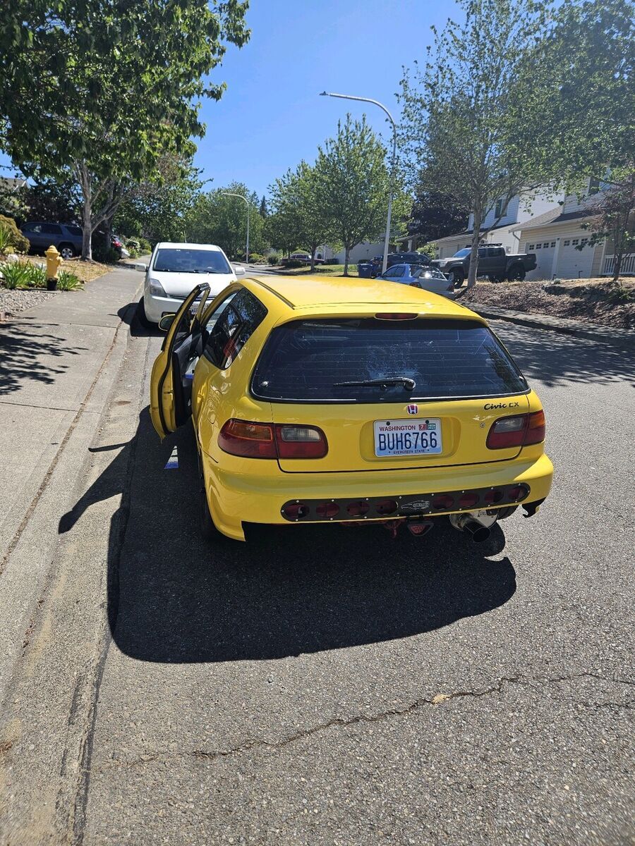 race car 1992 honda civic hatchback yellow fwd manual cx