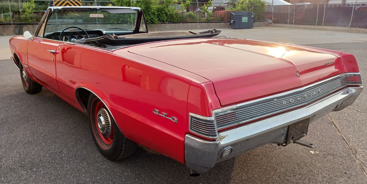 1965 pontiac gto convertible phs docs buckets well optioned red goat!!!