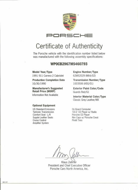 1991 911 carrera 2 cabriolet 964 pca documented like 991 997 996 993 912 901 944