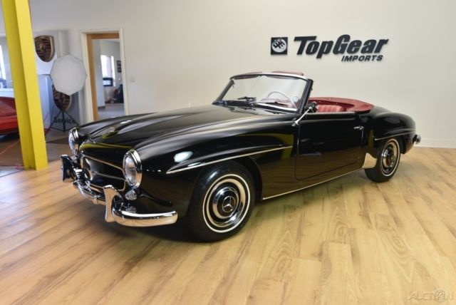 1962 mercedes benz 190sl roadster black with red leather hardtop & solex carbs!