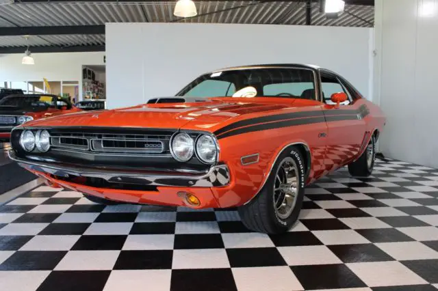 71' challenger rt 383 shaker !, matching numbers & rotisserie restored