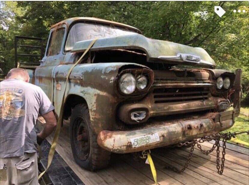 1958 chevrolet apache pickup green rwd manual 3800
