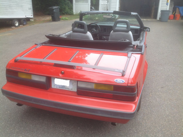 1986 ford mustang gt red convertible 5.0 liter v8 5 speed