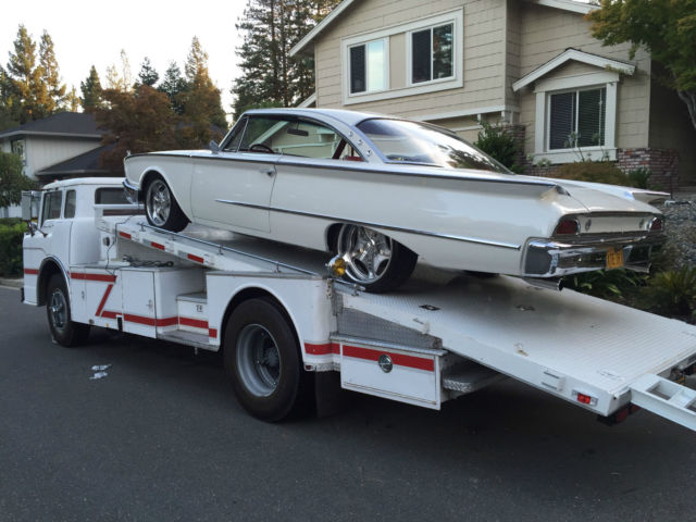 1958 ford c800, vintage cab over car hauler/ramp truck coe former fire truck