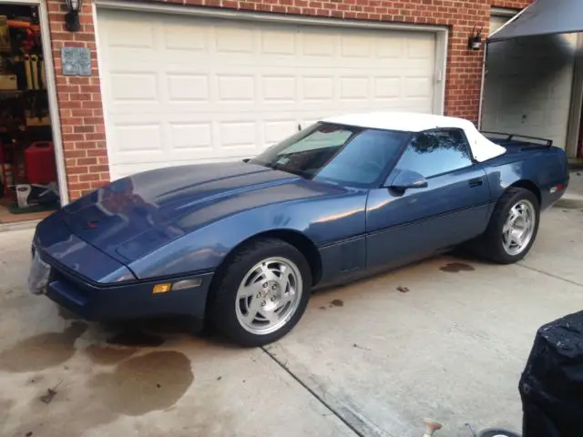 rare 1990 corvette convertible, metallic blue, z01 wheels