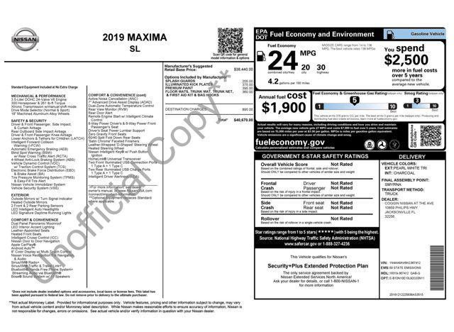 2019 nissan maxima 3.5 sl