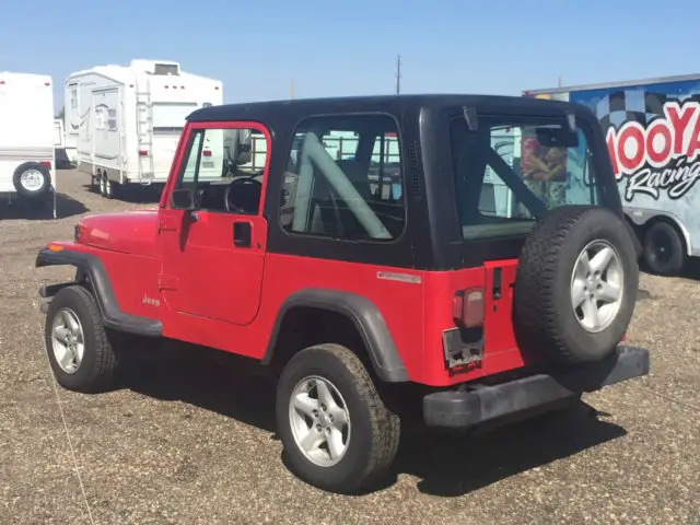 91 jeep wrangler yj se sport red no rust hard top & doors 4x4 100% stock drives