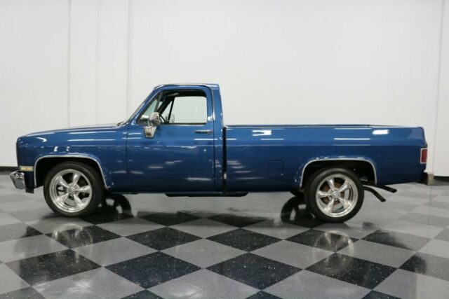 classic chevy pickup, standard cab, long bed, 350 v8, auto, a/c, blue