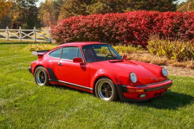1987 porsche 911 turbo coupe 930 guards red over crimson red/black - 58k miles