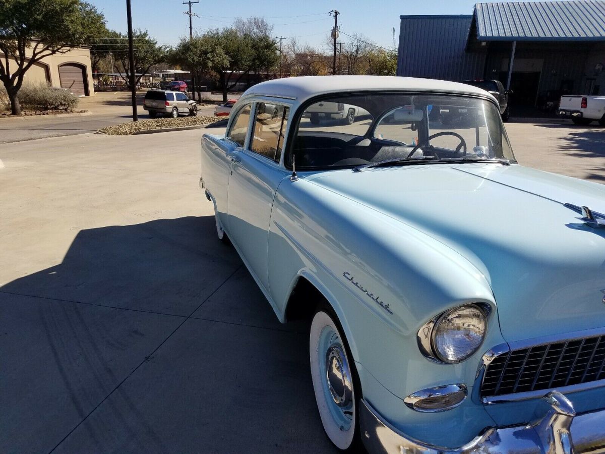 1955 chevrolet 150 sedan blue rwd automatic 150