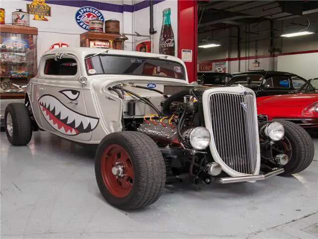 1934 ford 3-window coupe fenderless, flathead, ac, nice!