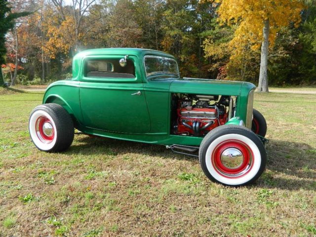 1932 ford 3 window coupe 32 frame steel hood-grill v8 hot rod