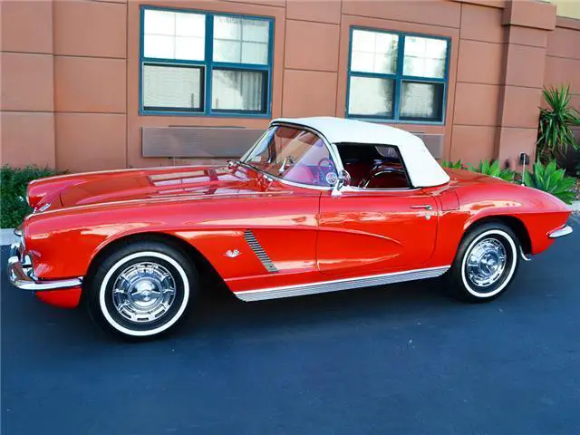 1962 corvette 340hp, 4-spd, red/red, #matching, restored, ncrs top flight