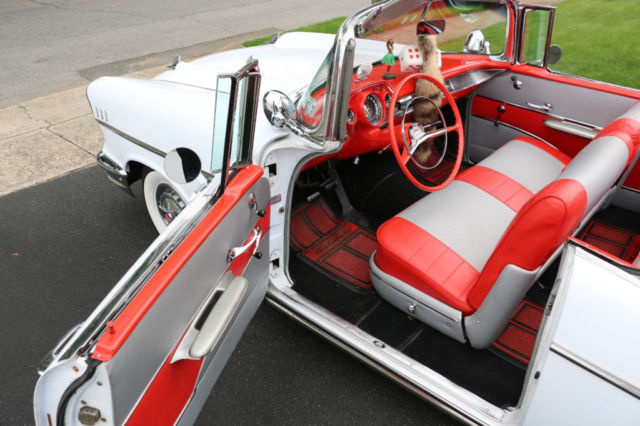 1957 chevrolet bel air convertible for sale~350~3 speed~skirts~lake pipes~beauty