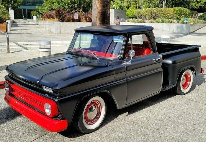 1966 chevrolet c-10 1/2 ton stepside shortbed mat black exterior