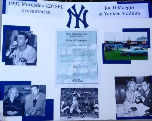 joe dimaggio's celebrity owned mercedes benz given to joe d from the ny yankees