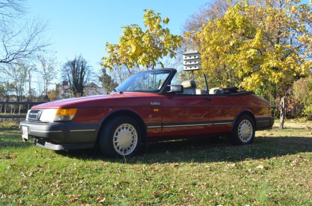 classic 1989 saab 900 turbo - red convertible - good running condition