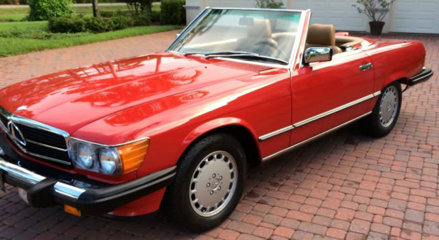 1987 mercedes-benz 560sl signal red palomino interior 22k miles