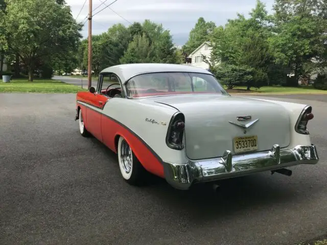 1956 chevy belair chevrolet, frame off restoration, matador red, rare, 210 150