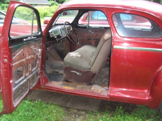 1946 plymouth special deluxe coupe partially restored red w/black interior