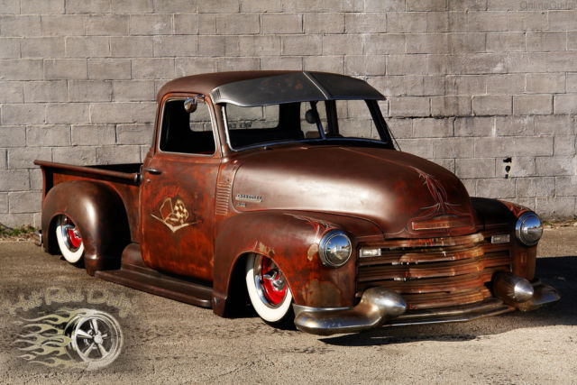 47 53 hot rat street rod air ride bagged patina shop muscle truck apache cold ac